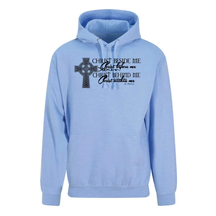 Christ Beside Me Christ Before Me Christ Behind Me Unisex Surf Hoodie