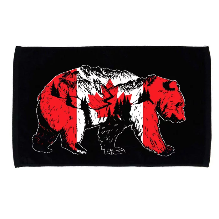 Canadian Bear & Maple Leaf Canada Flag Patriotic Microfiber Hand Towel