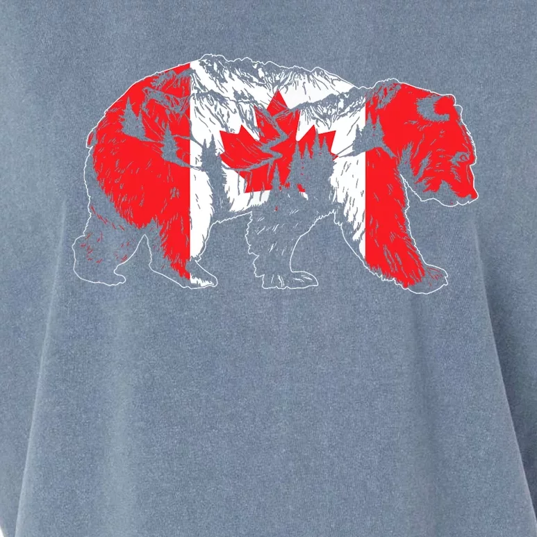 Canadian Bear & Maple Leaf Canada Flag Patriotic Garment-Dyed Women's Muscle Tee