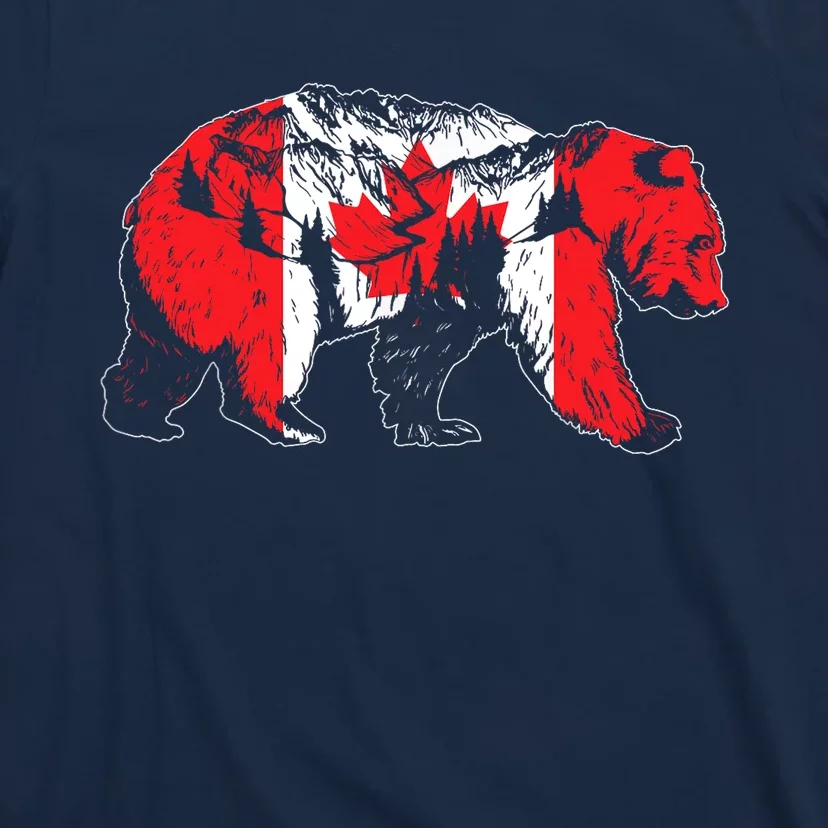 Canadian Bear & Maple Leaf Canada Flag Patriotic T-Shirt