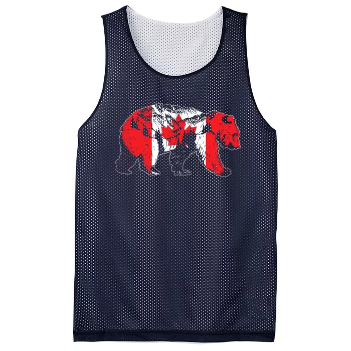 Canadian Bear & Maple Leaf Canada Flag Patriotic Mesh Reversible Basketball Jersey Tank