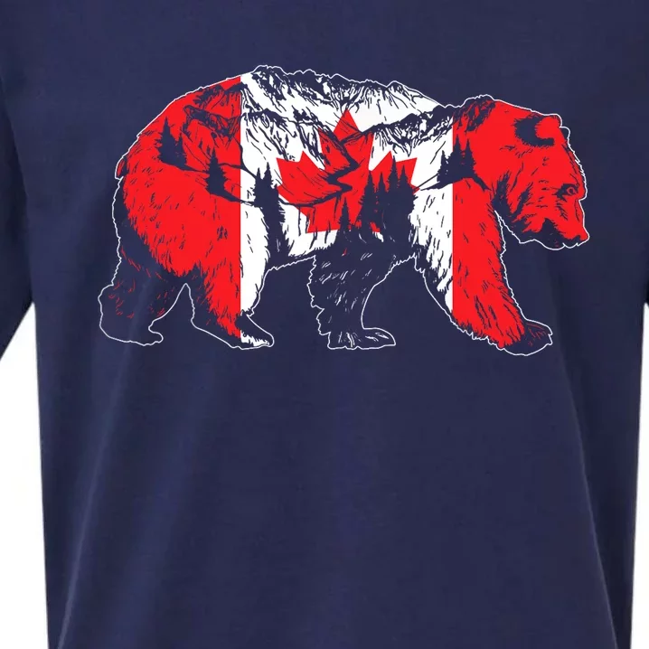 Canadian Bear & Maple Leaf Canada Flag Patriotic Sueded Cloud Jersey T-Shirt