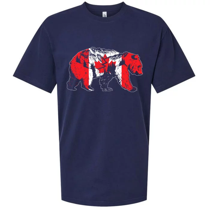 Canadian Bear & Maple Leaf Canada Flag Patriotic Sueded Cloud Jersey T-Shirt