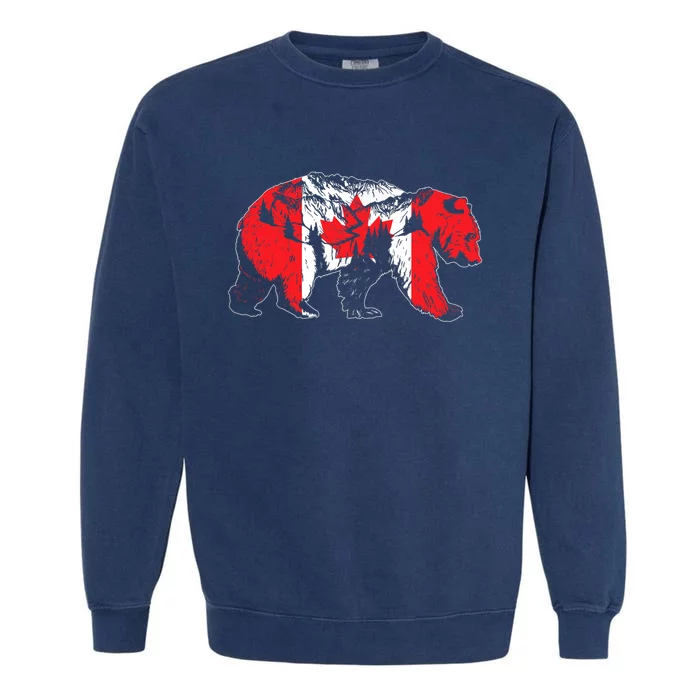 Canadian Bear & Maple Leaf Canada Flag Patriotic Garment-Dyed Sweatshirt