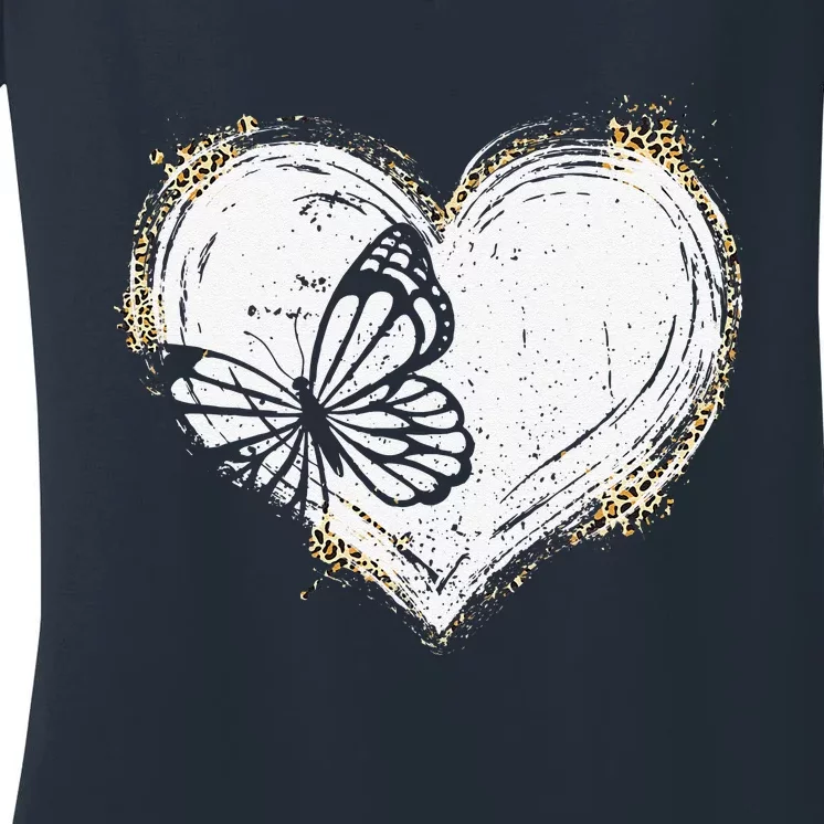 Cute Butterfly Monarchs Lovers Women Cutens Leopard Women's V-Neck T-Shirt