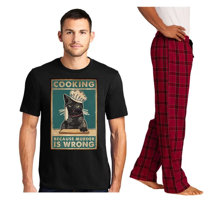 Cooking Because Murder Is Wrong Funny Black Cat Pajama Set