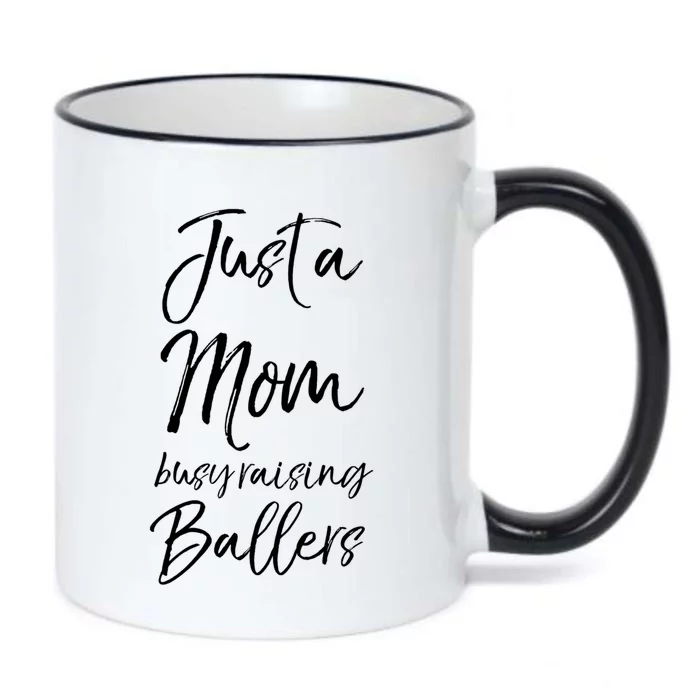 Cute Basketball Mother Gift Just A Mom Busy Raising Ballers Cool Gift Black Color Changing Mug