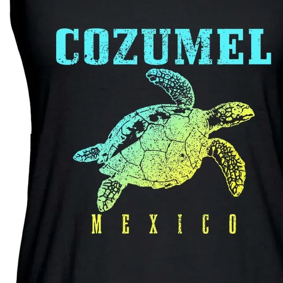 Cozumel Beach Mexico Sea Turtle Surfer Scuba Diving Ladies Essential Flowy Tank