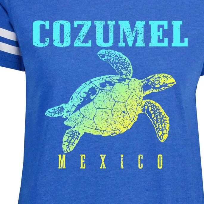 Cozumel Beach Mexico Sea Turtle Surfer Scuba Diving Enza Ladies Jersey Football T-Shirt