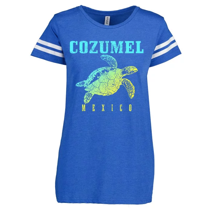 Cozumel Beach Mexico Sea Turtle Surfer Scuba Diving Enza Ladies Jersey Football T-Shirt