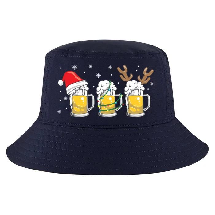 Christmas Beer Mugs Reinbeer Santa Hat Xmas Lights Costume Gift Cool Comfort Performance Bucket Hat