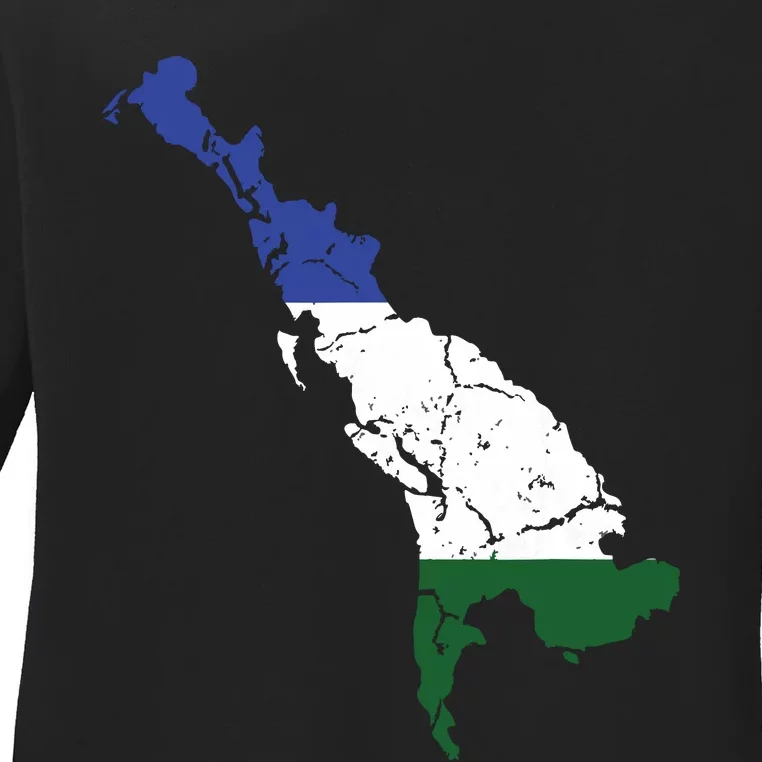 Cascadia Bioregion Map Flag Independence Distressed Ladies Long Sleeve Shirt