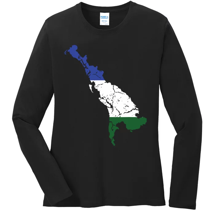 Cascadia Bioregion Map Flag Independence Distressed Ladies Long Sleeve Shirt