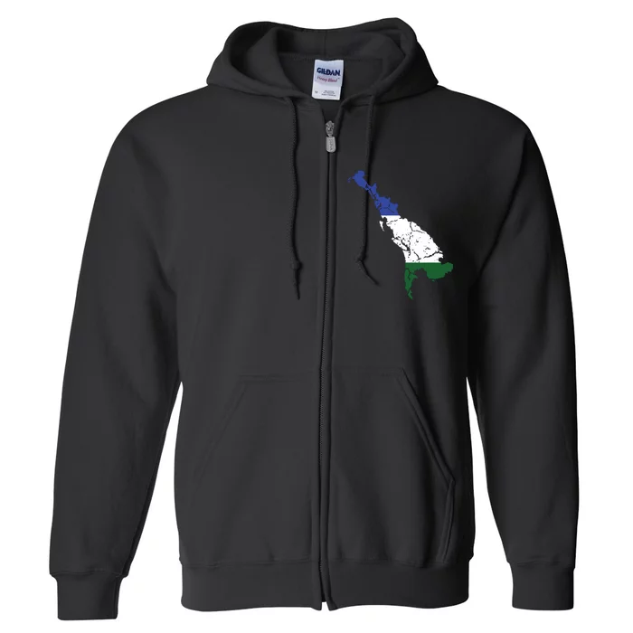 Cascadia Bioregion Map Flag Independence Distressed Full Zip Hoodie