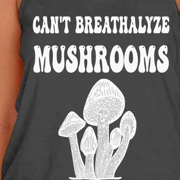 Can't Breathalyze Mushrooms Funny Mushrooms Quote . Women's Knotted Racerback Tank