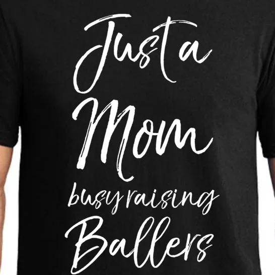 Cute Basketball Mother Gift Just A Mom Busy Raising Ballers Gift Pajama Set