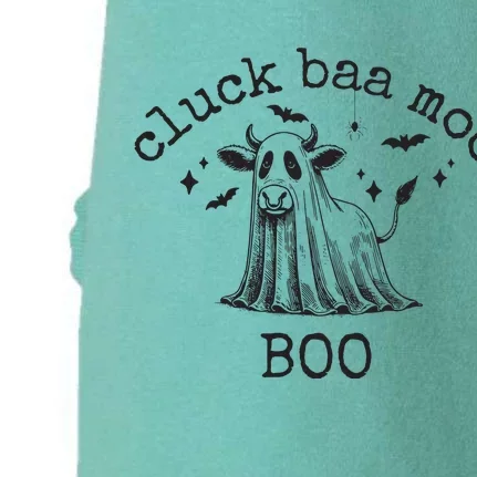 Cluck Baa Moo Boo Halloween Highland Cow Ghost Ghost Cow Doggie 3-End Fleece Hoodie