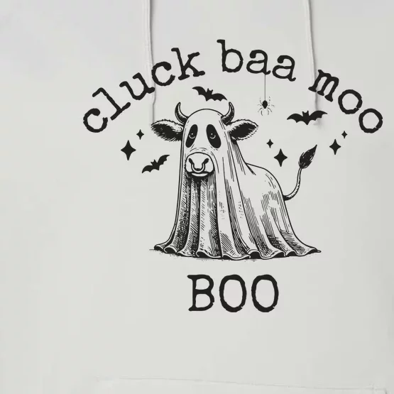 Cluck Baa Moo Boo Halloween Highland Cow Ghost Ghost Cow Performance Fleece Hoodie