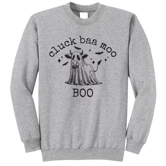 Cluck Baa Moo Boo Halloween Highland Cow Ghost Ghost Cow Tall Sweatshirt