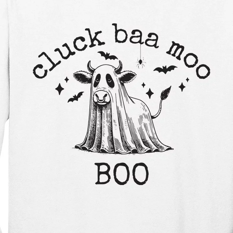 Cluck Baa Moo Boo Halloween Highland Cow Ghost Ghost Cow Long Sleeve Shirt