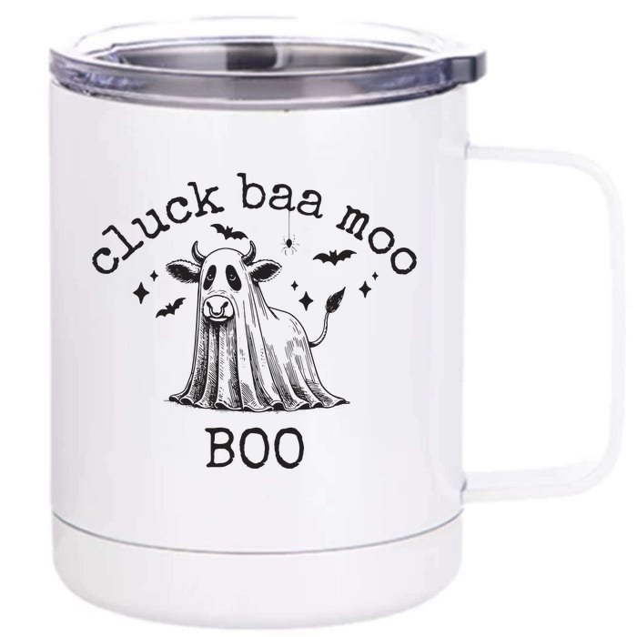 Cluck Baa Moo Boo Halloween Highland Cow Ghost Ghost Cow Front & Back 12oz Stainless Steel Tumbler Cup