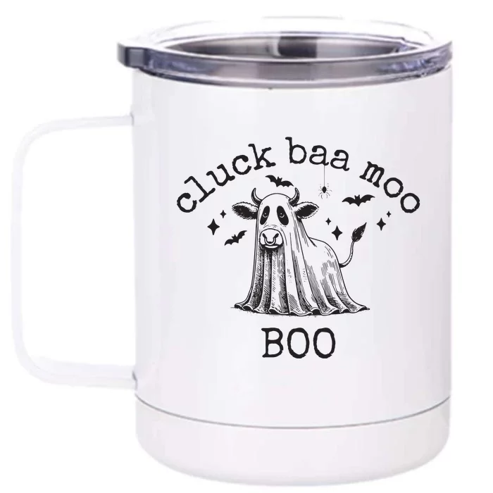 Cluck Baa Moo Boo Halloween Highland Cow Ghost Ghost Cow Front & Back 12oz Stainless Steel Tumbler Cup