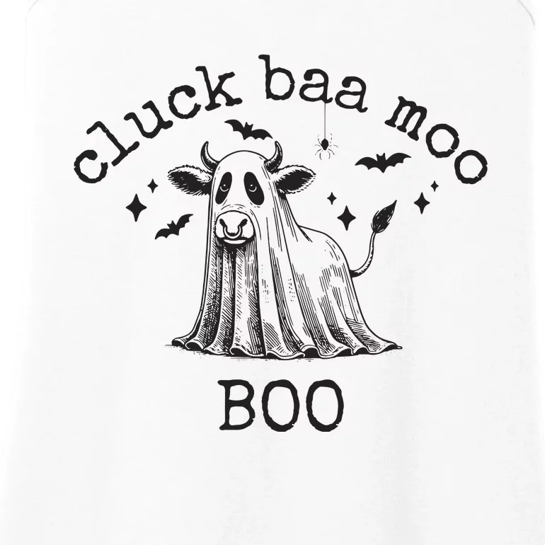 Cluck Baa Moo Boo Halloween Highland Cow Ghost Ghost Cow Ladies Essential Tank