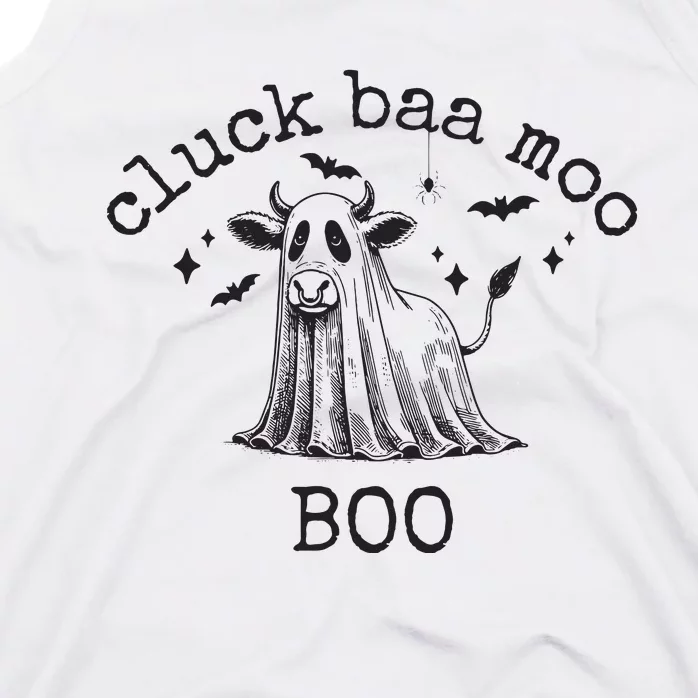 Cluck Baa Moo Boo Halloween Highland Cow Ghost Ghost Cow Tank Top