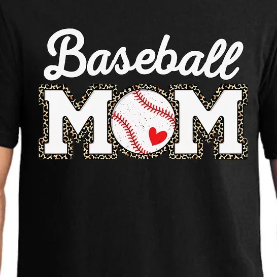 Cute Baseball Mom Leopard Print Mothers Day Pajama Set