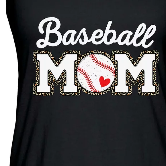 Cute Baseball Mom Leopard Print Mothers Day Ladies Essential Flowy Tank