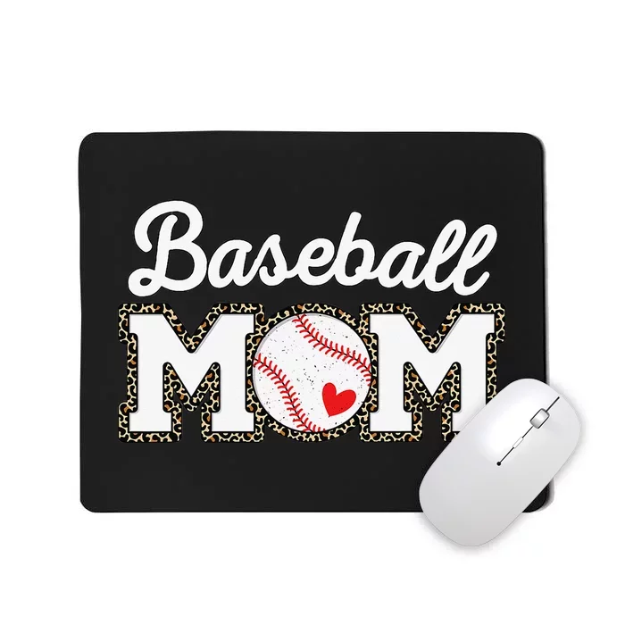 Cute Baseball Mom Leopard Print Mothers Day Mousepad