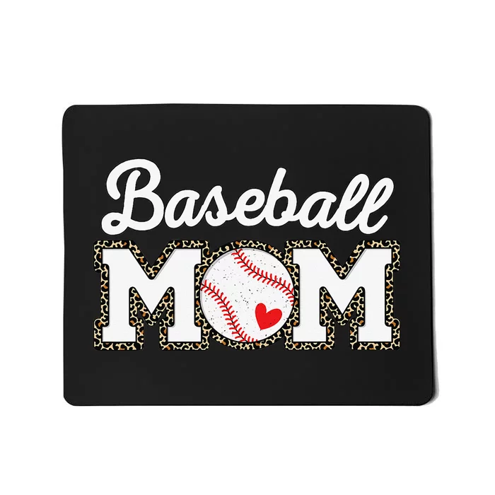 Cute Baseball Mom Leopard Print Mothers Day Mousepad