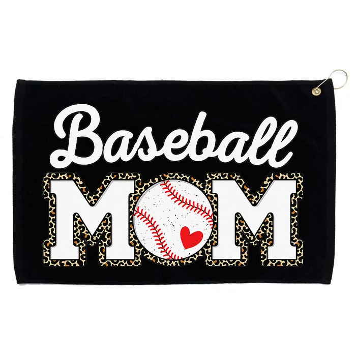 Cute Baseball Mom Leopard Print Mothers Day Grommeted Golf Towel