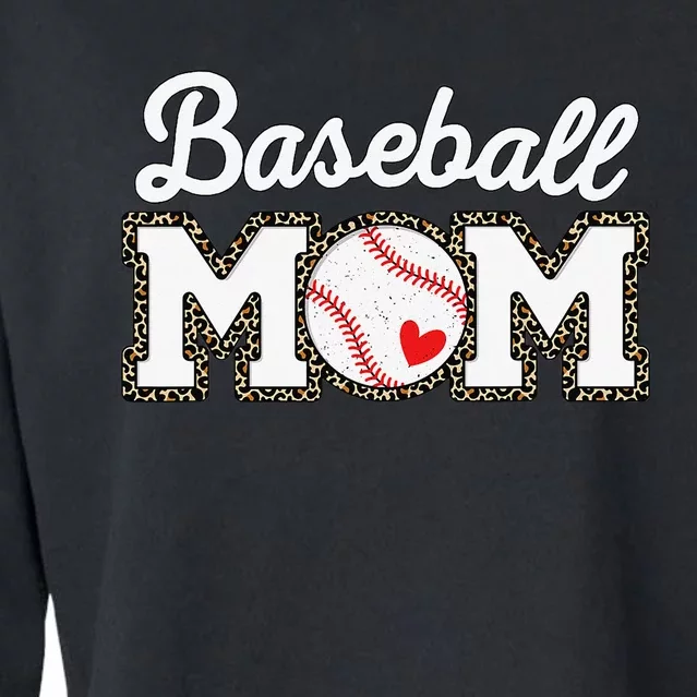 Cute Baseball Mom Leopard Print Mothers Day Cropped Pullover Crew