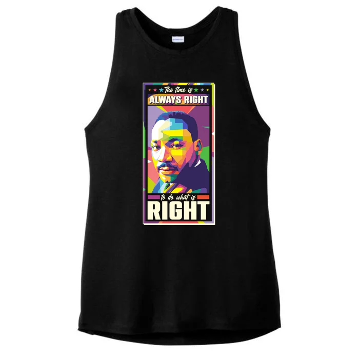 Color Block Martin Luther King The Time Is Always Right Ladies Tri-Blend Wicking Tank