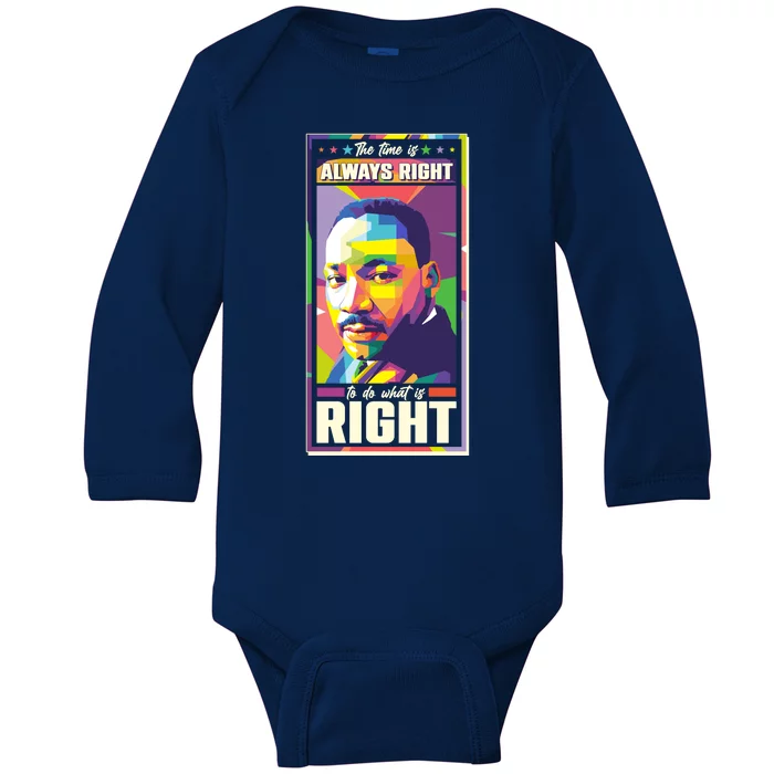 Color Block Martin Luther King The Time Is Always Right Baby Long Sleeve Bodysuit