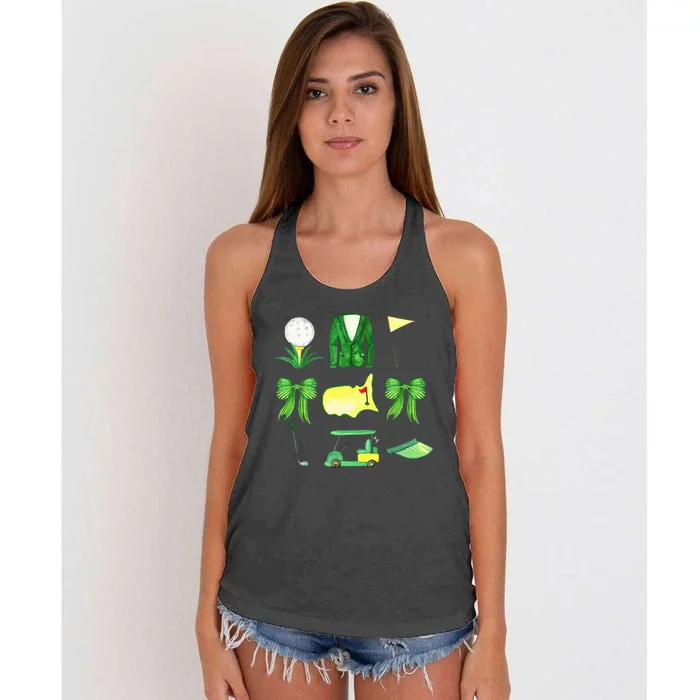 Coquette Bow Masters Golf Tournament Graphic Golfing Golfer Women's Knotted Racerback Tank