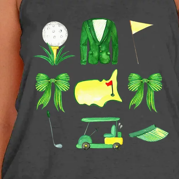 Coquette Bow Masters Golf Tournament Graphic Golfing Golfer Women's Knotted Racerback Tank