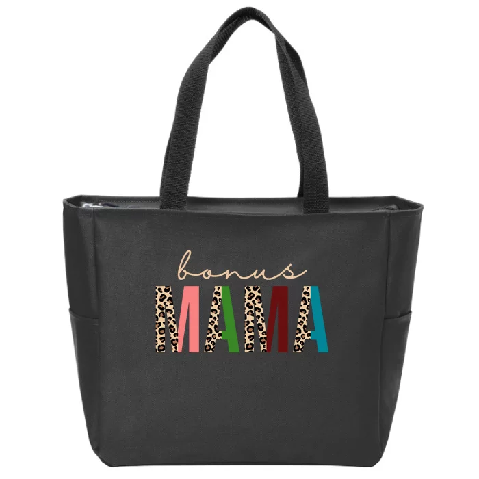 Cute Bonus Mama Leopard Pattern Zip Tote Bag