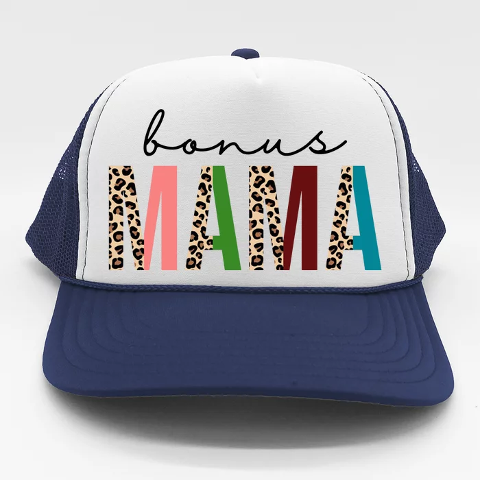 Cute Bonus Mama Leopard Pattern Trucker Hat