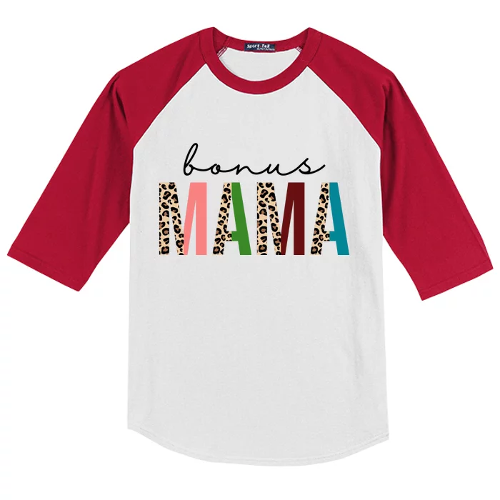 Cute Bonus Mama Leopard Pattern Kids Colorblock Raglan Jersey