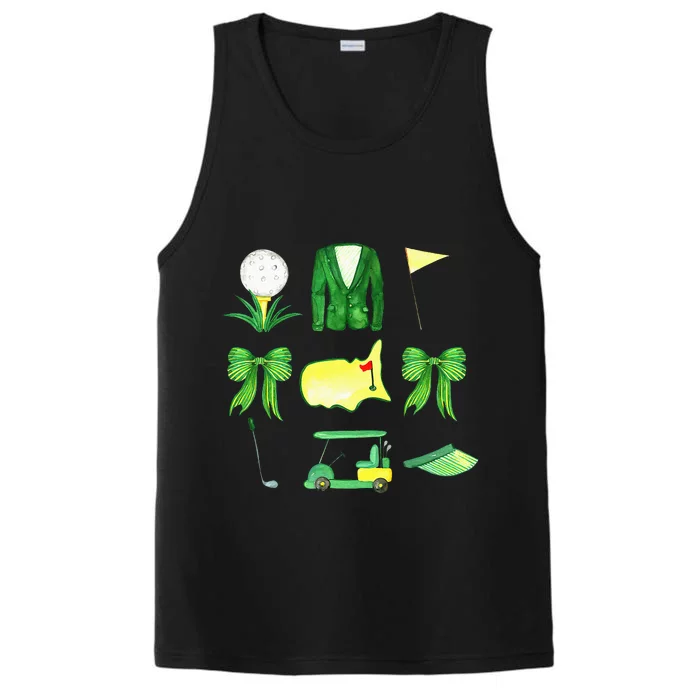 Coquette Bow Masters Golf Tournament Graphic Golfing Golfer Performance Tank