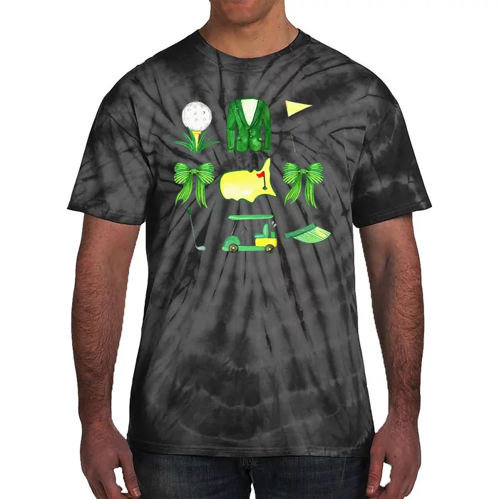 Coquette Bow Masters Golf Tournament Graphic Golfing Golfer Tie-Dye T-Shirt