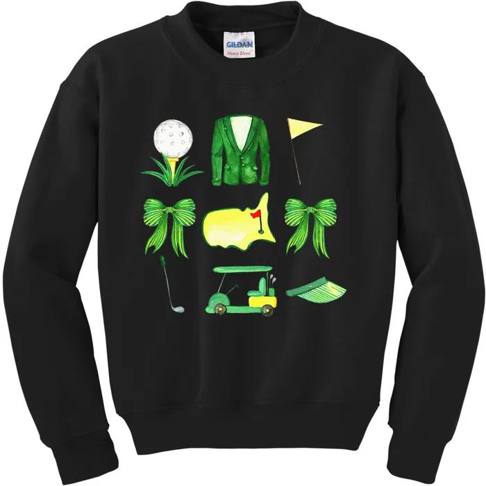 Coquette Bow Masters Golf Tournament Graphic Golfing Golfer Kids Sweatshirt