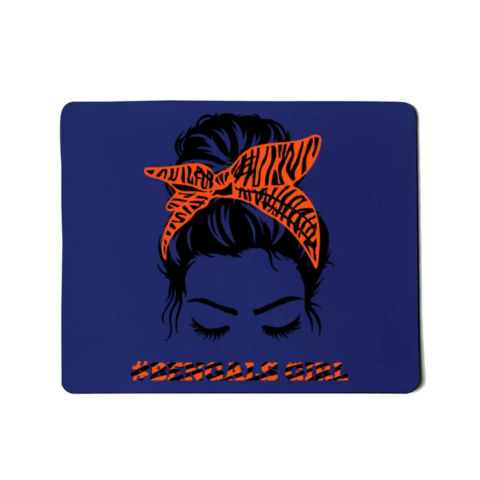 Cute BENGALS Messy Bun Girlss For Womens Girlss Fans Lovers Mousepad