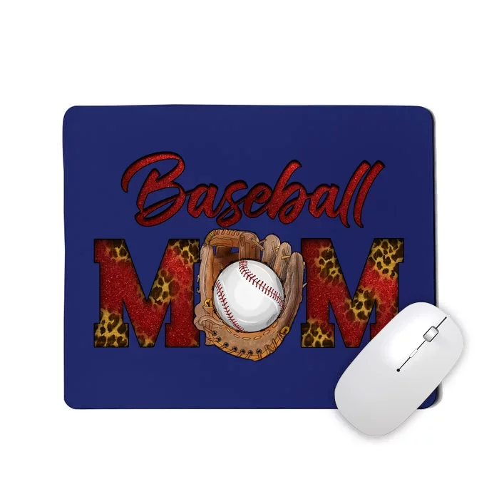 Cool Baseball Mom With Leopard Print Mousepad