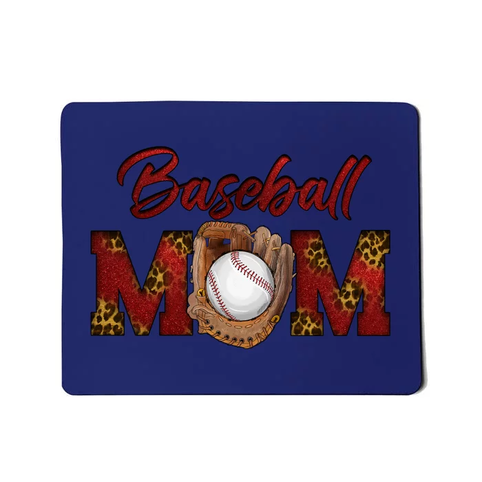 Cool Baseball Mom With Leopard Print Mousepad