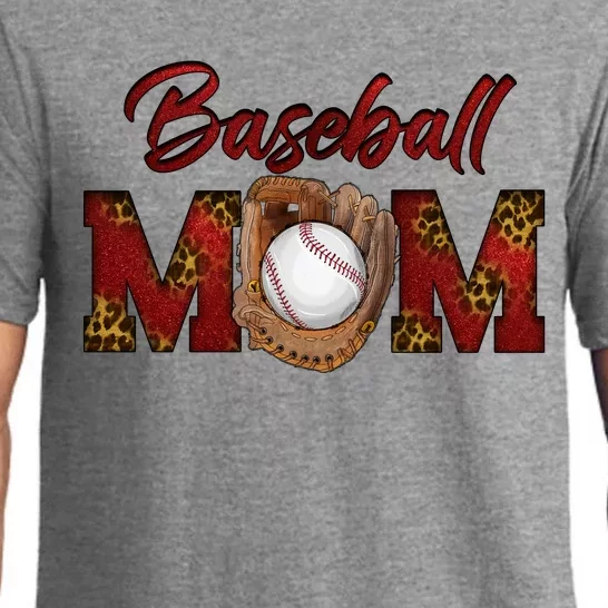 Cool Baseball Mom With Leopard Print Pajama Set