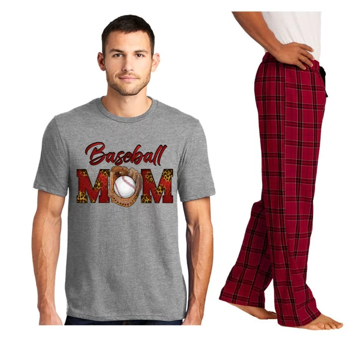 Cool Baseball Mom With Leopard Print Pajama Set