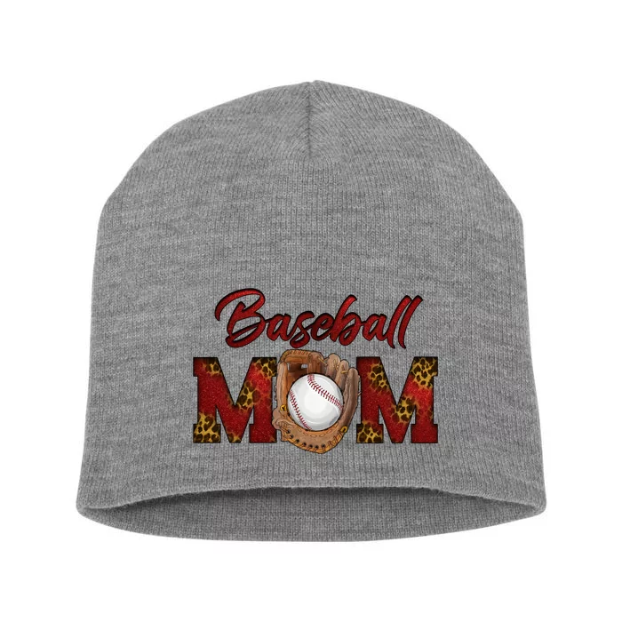 Cool Baseball Mom With Leopard Print Short Acrylic Beanie